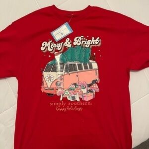 Simply Southern “Merry and Bright” Short Sleeve TShirt - size Large